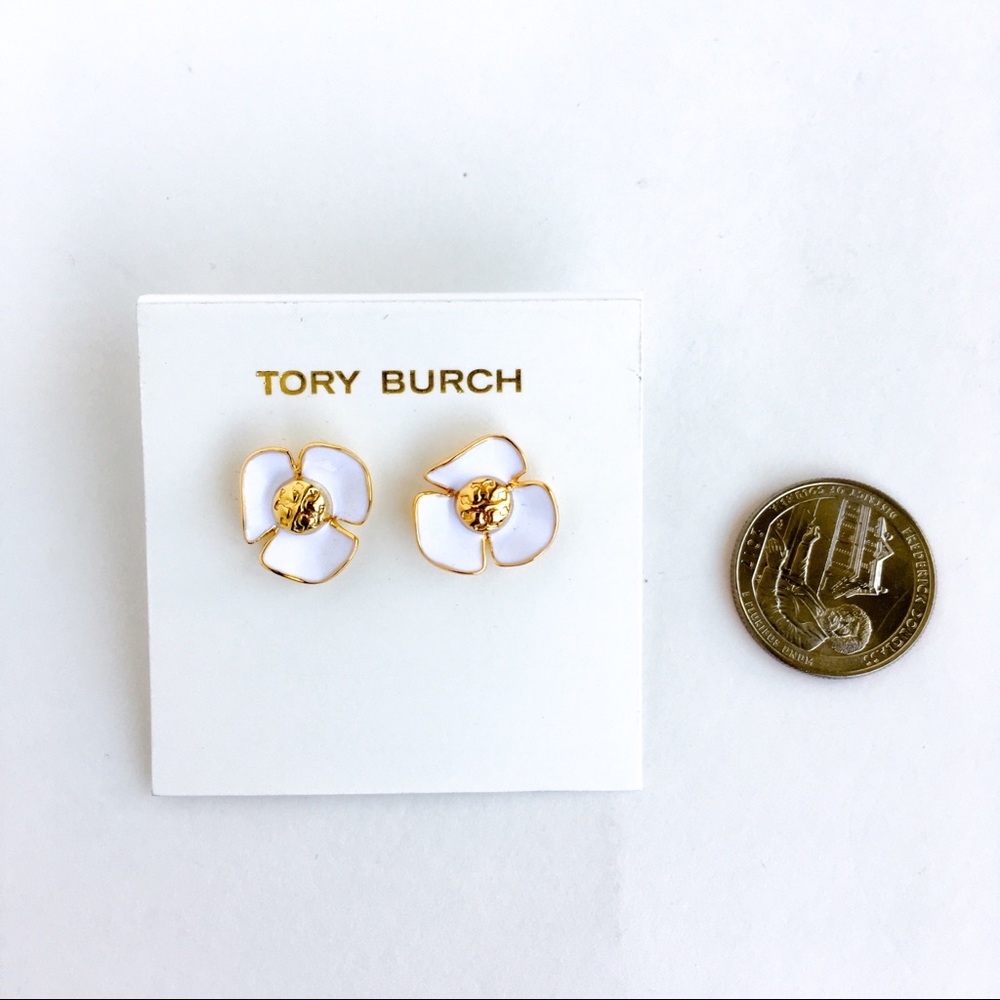 Tory burch ivory new fleur logo stud earrings - Picture 3 of 3